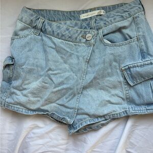 Altar'd State Light Blue Cargo Jean Skort